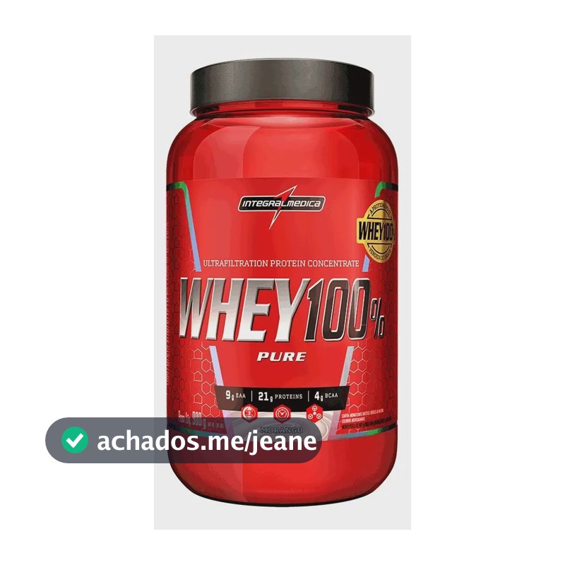 Whey 100% Pure Pote 900g Morango Integralmédica Morango