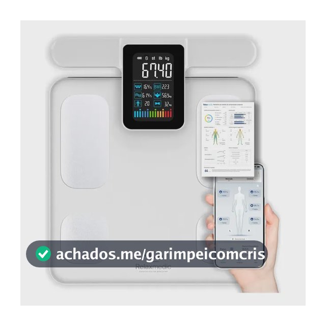 Balança Bioimpedância Corporal Digital Profissional 8 Eletrodos Bodyscan Pro - Relaxmedic Cor Branca