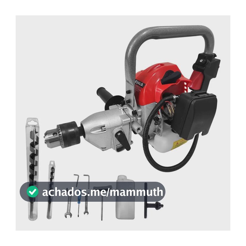 Furadeira Mourão A Gasolina 26cc 2t Reversão 2 Brocas Evald