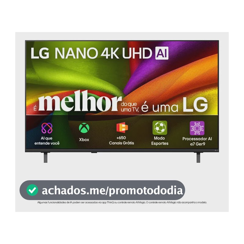 General F28 Smart TV 4K 55" LG NANO UHD AI NU850 2026 Processador α7 Ger9 HDR10 Xbox Bluetooth Wi-Fi AI Search Google Gemini webOS 26 - 55NU850BPSA