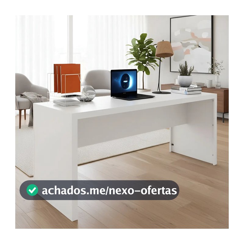 Mesa Escrivaninha Para Escritório 180cm ME4185 Branco - Tecnomobili