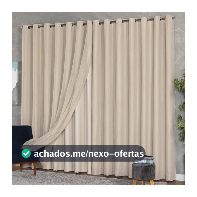 Cortina Voil Linho 6,00x2,50  Forro Microfibra Alto Padrão