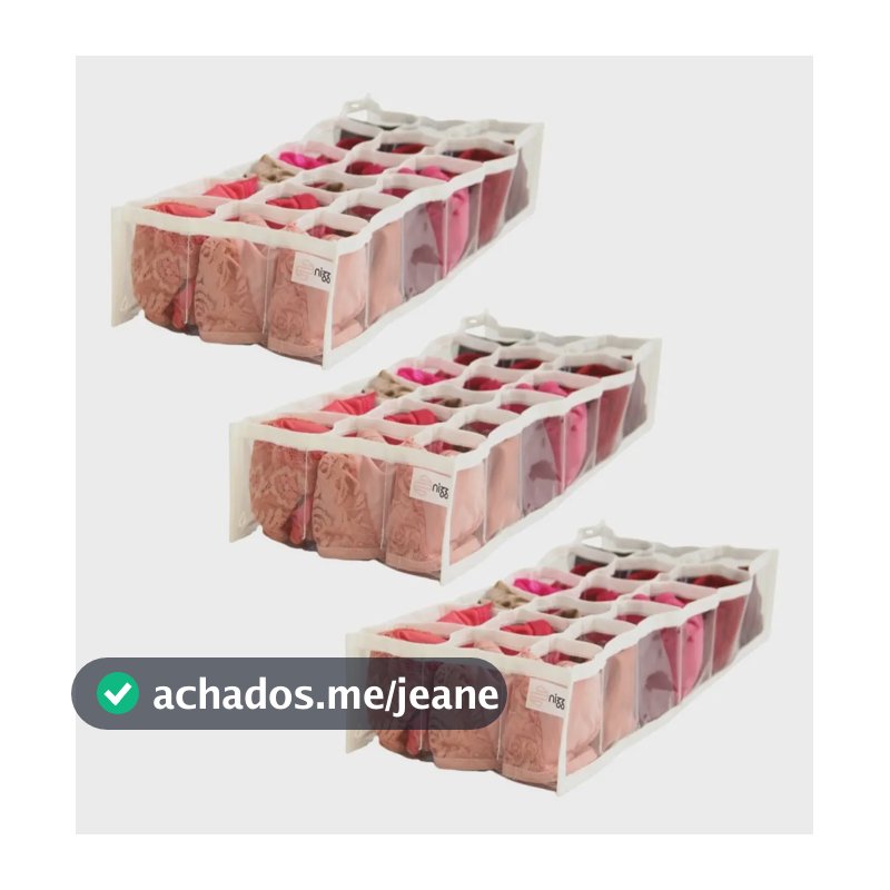 kit 3 organizador de calcinhas e Meias colmeia com 18 nichos