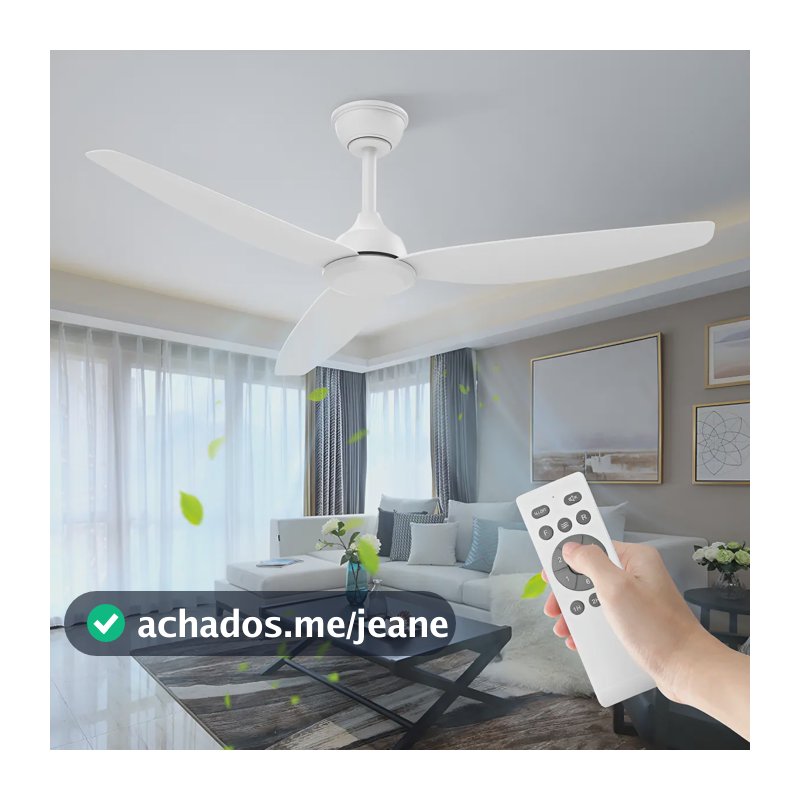 Ventilador de Teto FANSVENTO 52" com 3 Pás ABS, Motor DC Silencioso e Controle Remoto