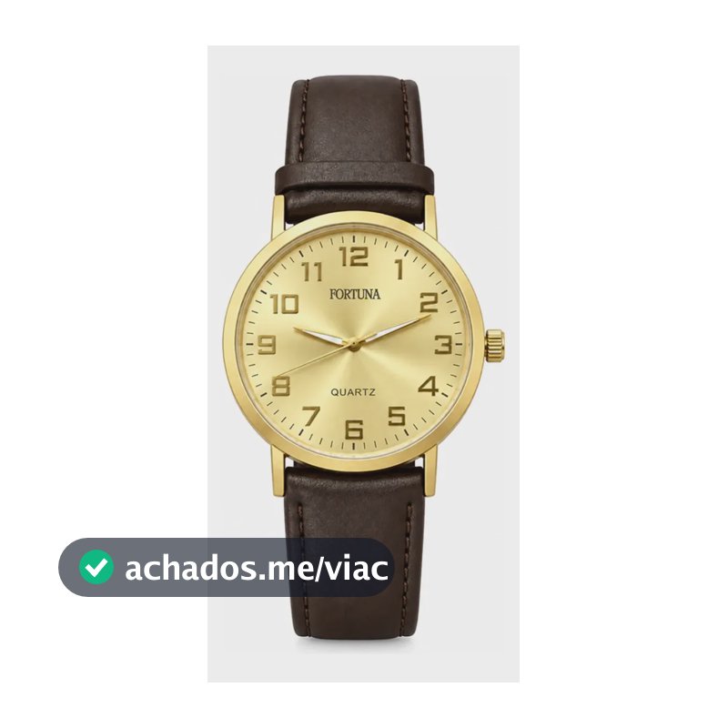 Relógio De Pulso Masculino Minimalista Old Money Fortuna Marrom Cx Dourada