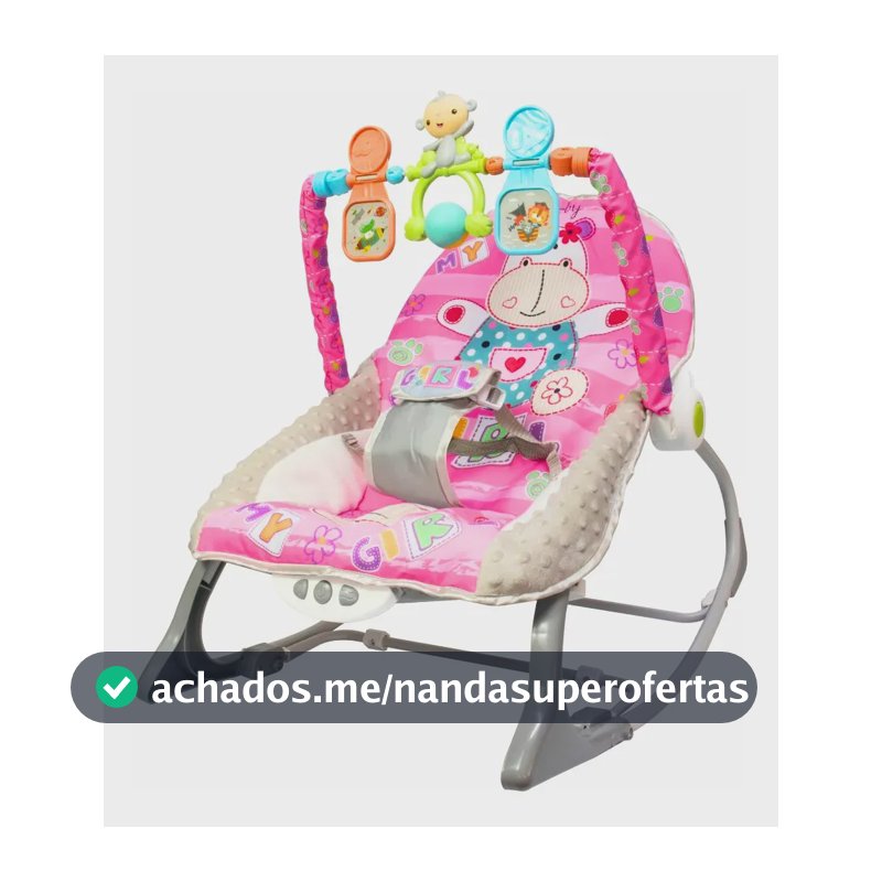 Cadeira de Descanso Bebê Balanço Musical Vibratória Reclinável Mobile C/Cinto 0 a 18kg - KaBaby Rosa