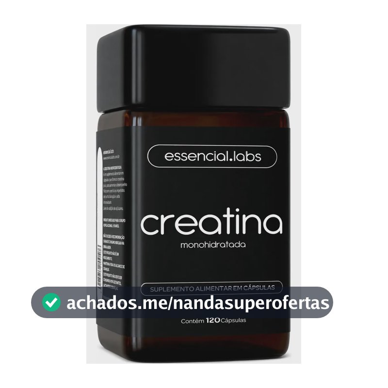 CREATINA MONOHIDRATADA 100% Pura com Matéria-Prima Importada - 3g de Creatina por Dose - 120 Cápsulas