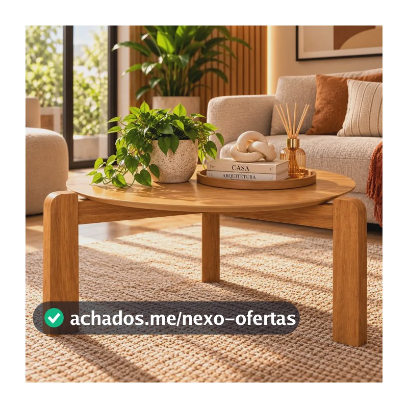 Mesa De Centro Redonda Austria 70cm Marrom