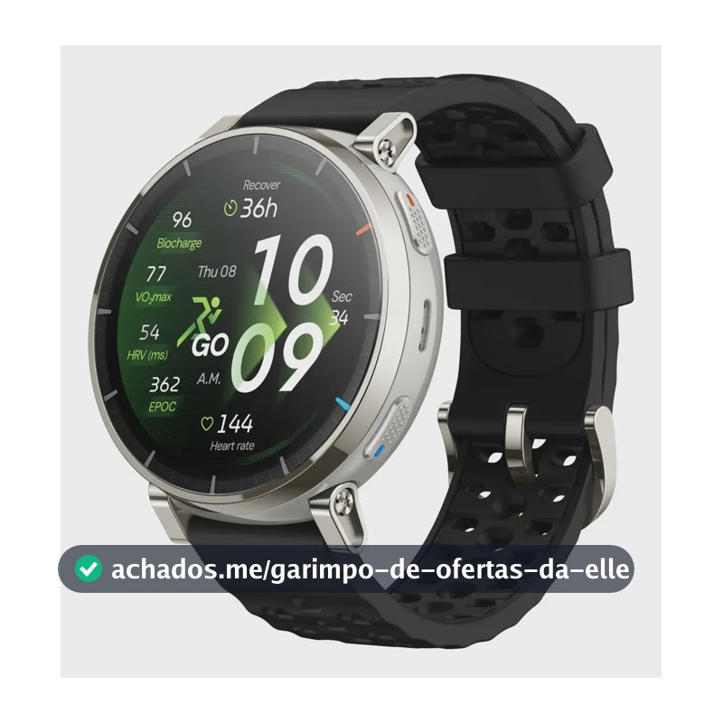 Smartwatch Amazfit Active 3 Premium Gps Mapas Offline Amoled Prateado Mesh Preto