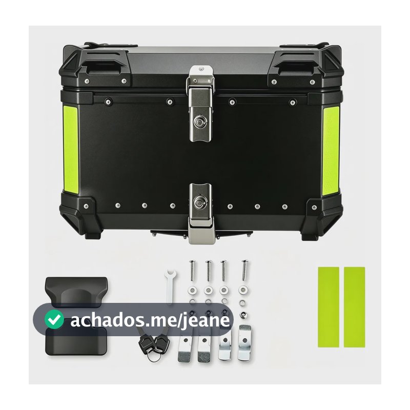 Suporte Universal Para Moto Em Alumínio 55l Base 46x40,5x34,5cm À Prova Dágua E Durável Com Divisórias Internas Para 1... Preto