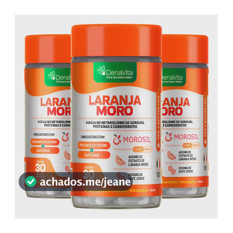 Kit 3x Laranja Moro Morosil + Cromo + Café Verde - Denavita Morosil 90 Cápsulas - Denavita