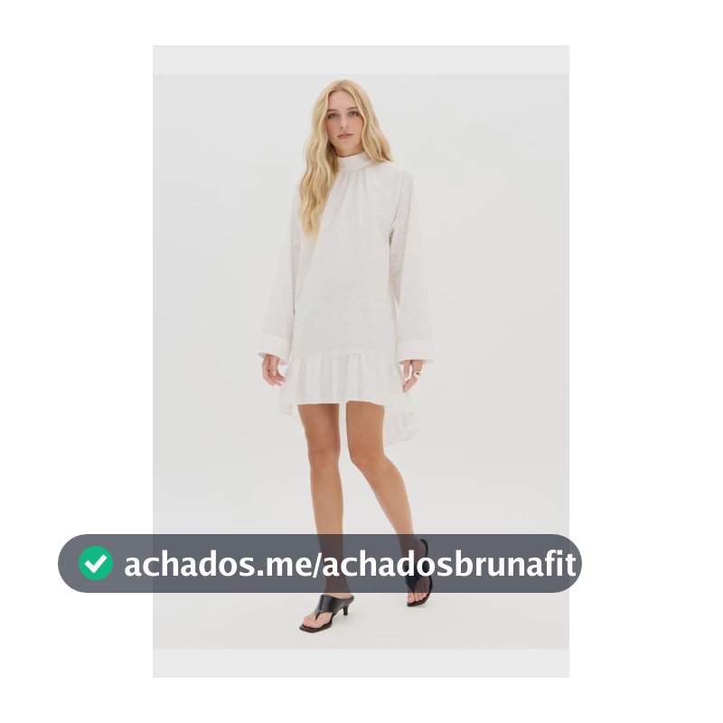 Vestido Curto Com Gola Manga Longa Branco M