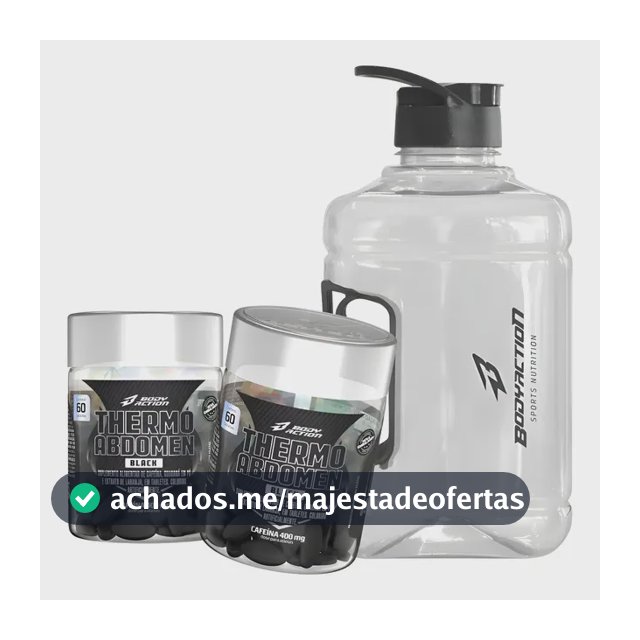 Kit 2x Thermo Abdomen Black 60 Comp 400mg Cafeína + Galão Sabor Sem sabor