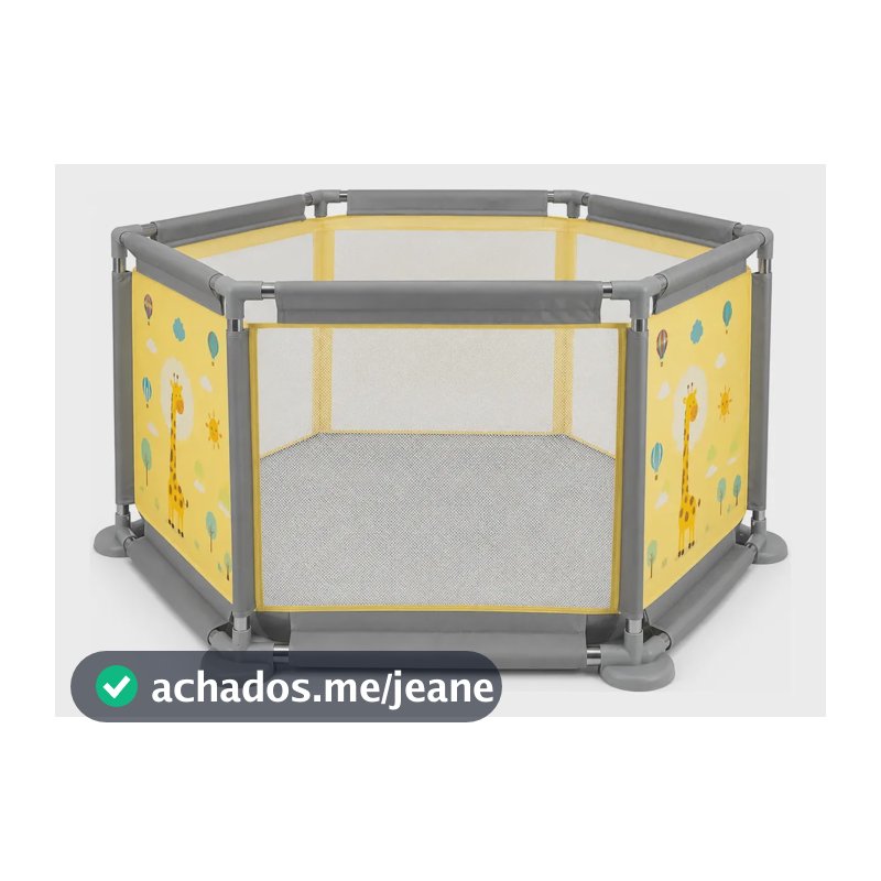 Cercadinho Para Bebê Chiqueirinho Infantil Portátil Unissex Cor Amarelo Desenho Do Tecido Girafas
