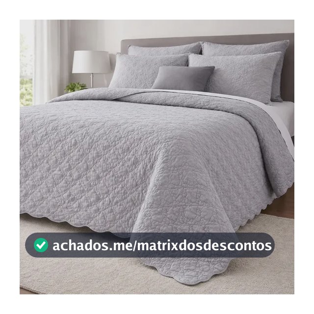 Cobre Leito Queen Matelado Dupla Face Leve Confortável Macio Cinza Matelado