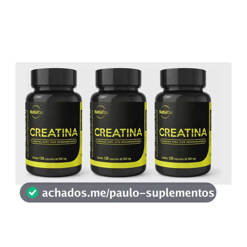 Kit 3 Creatina Monohidratada 120 Cápsulas 100% Pura Natuyou Sem Sabor