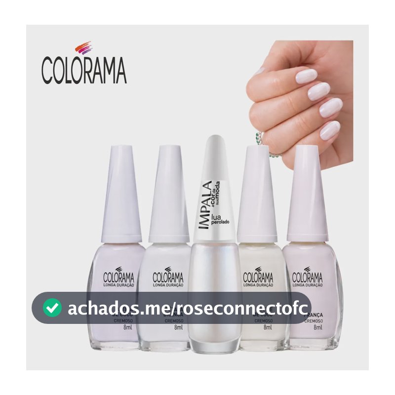 Kit 5 Esmaltes Colorama Impala Branco Francesinha Perolado 5 Cores