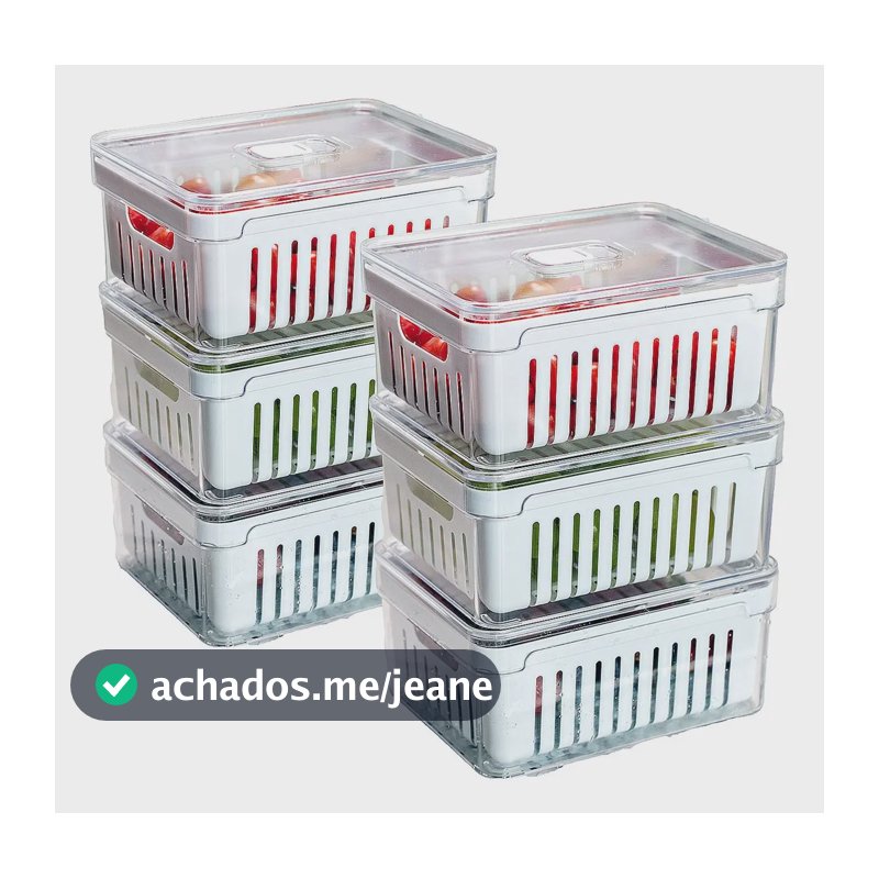 Kit 6 Potes Organizadores De Geladeira Acrílico Tampa 2,2l