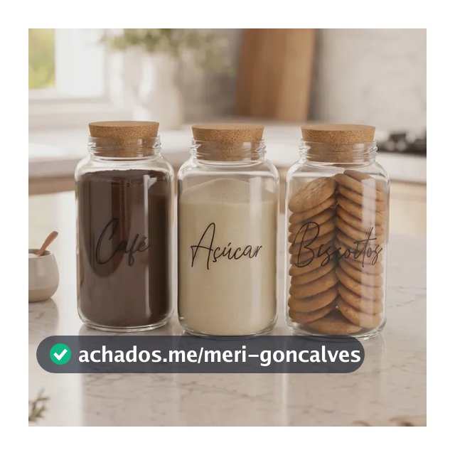 Kit 3 Potes De Vidro 810ml + 7 Etiquetas - Cantinho Do Café 3 Potes E Cartela Adesiva