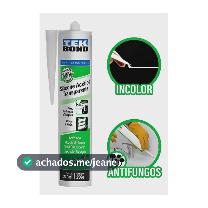 Silicone Acético Cola Adesivo Multi Uso Anti-fungo Incolor Tekbond 256g
