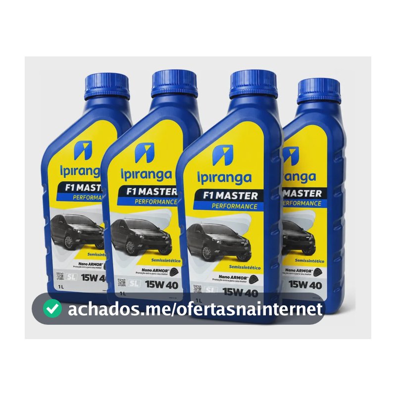 Kit Com 4 Litros Ipiranga 15W40 API SL F1 Master Perfomance Semi-Sintetico Original