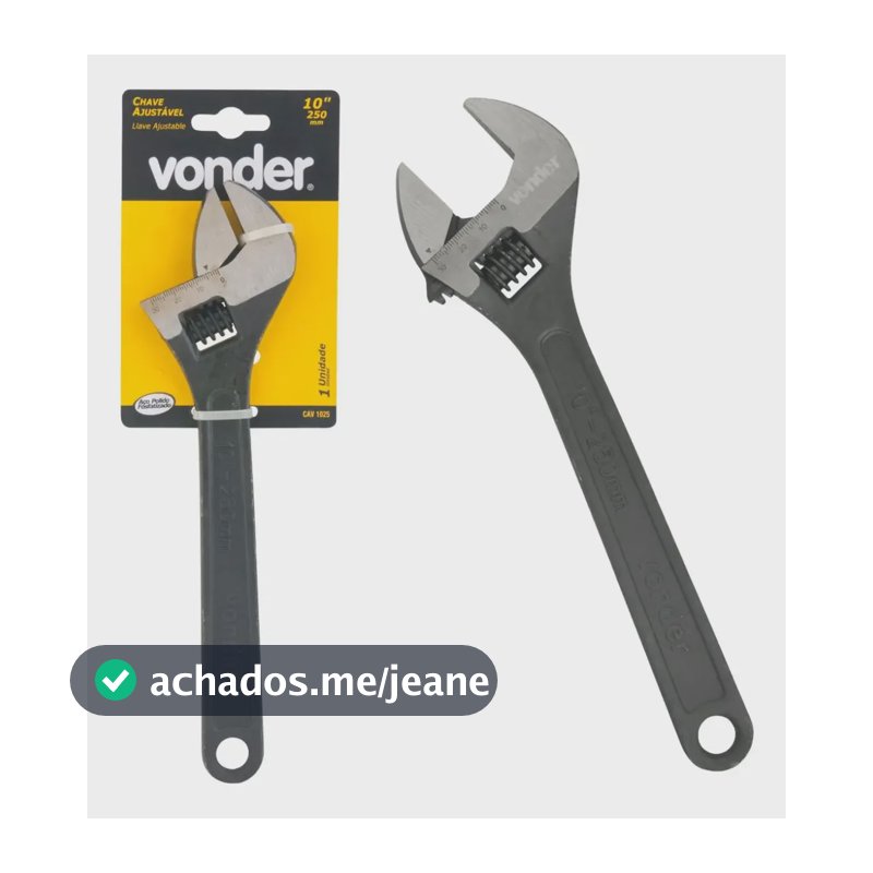 Chave Ajustável Inglesa Fosfatizada 10 Pol 250mm Vonder Fosfotizada