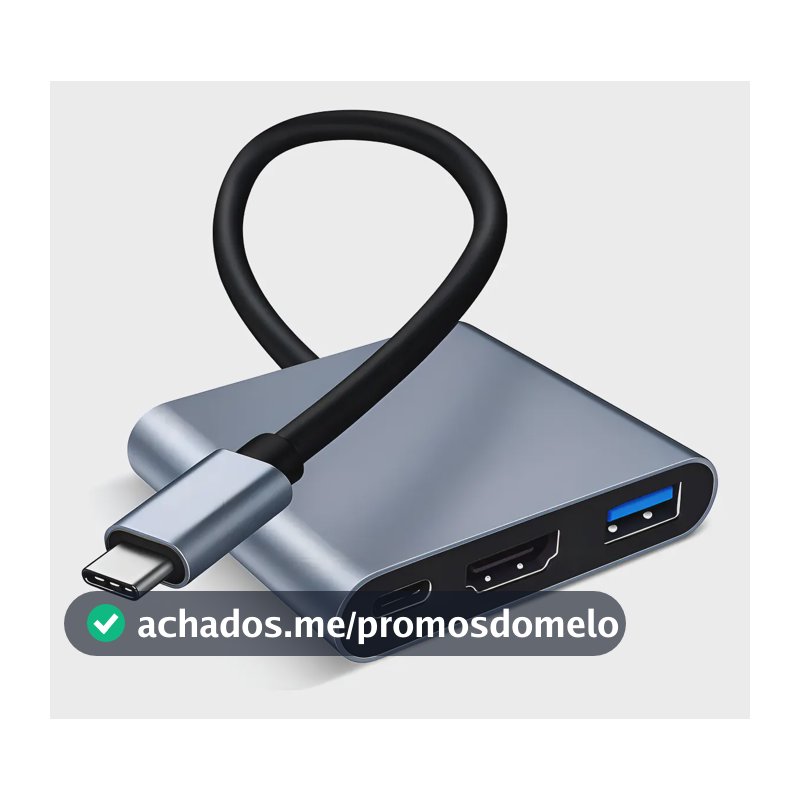 Adaptador Conversor Usb 3.0 Tipo C Para Hdmi 4k 3 Em 1 - QueroCase