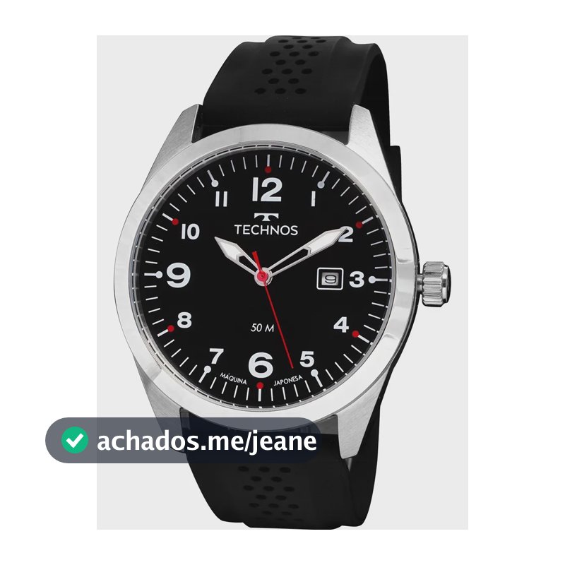 Relógio Masculino Technos Militar Analógico Prateado com Pulseira Preta