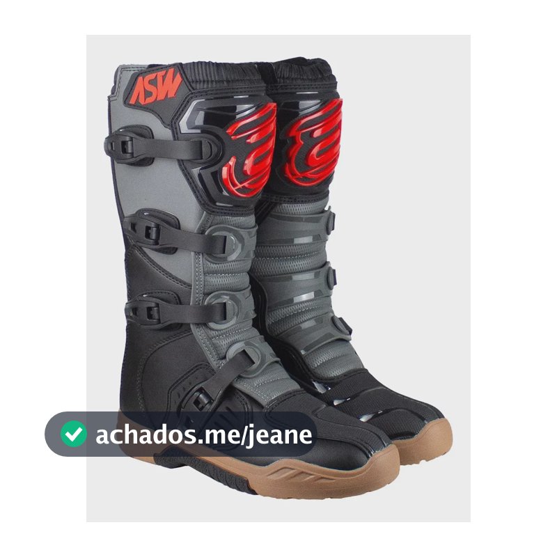 Bota Motocross Trilha Asw Image Enduro Cinza Cross Off Road Cinza Preto Vermelho 41 Br