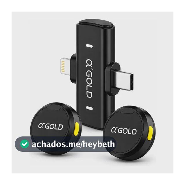 Microfone Lapela A'Gold MCF-38D Sem Fio para iPhone e Android com 2 Microfones
