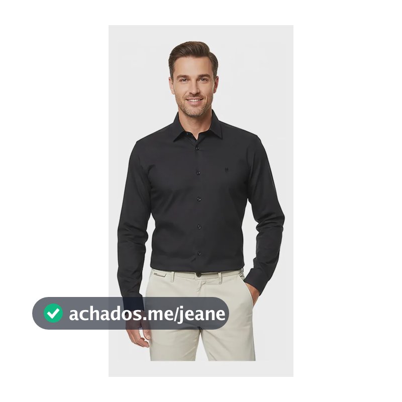 Camisa Masculina Slim Fit Polo Wear Preto P