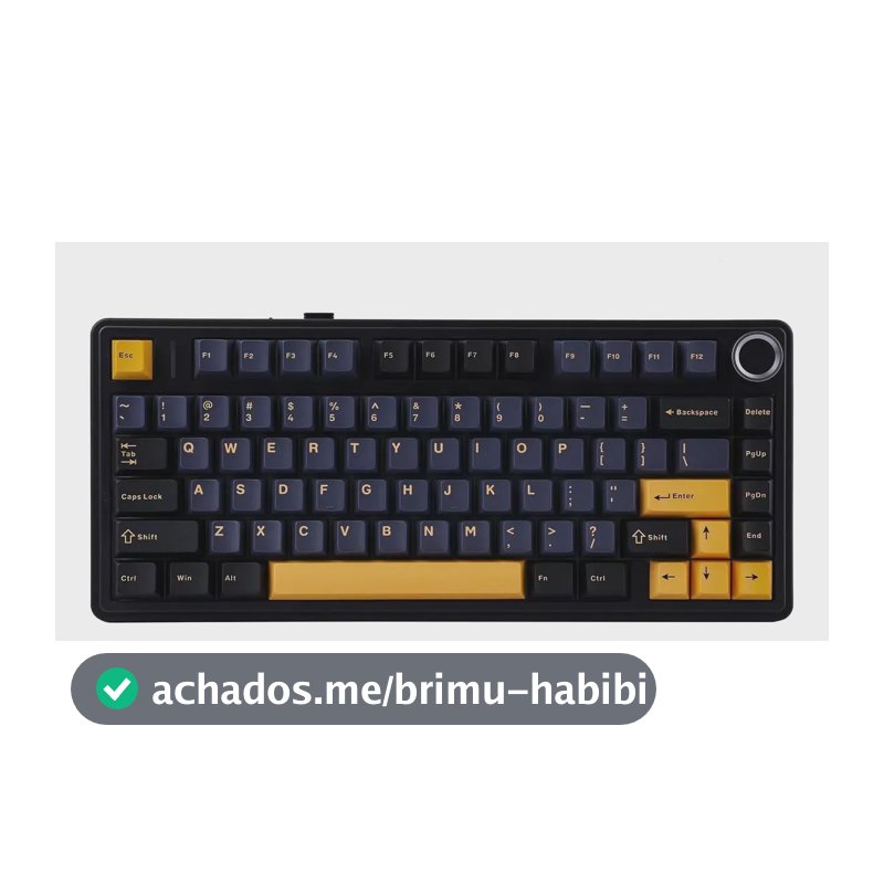 Teclado Mecânico Aula F75 Preto Sem Fio Tri Mode 75% Hotswap Rgb Idioma Inglês Us