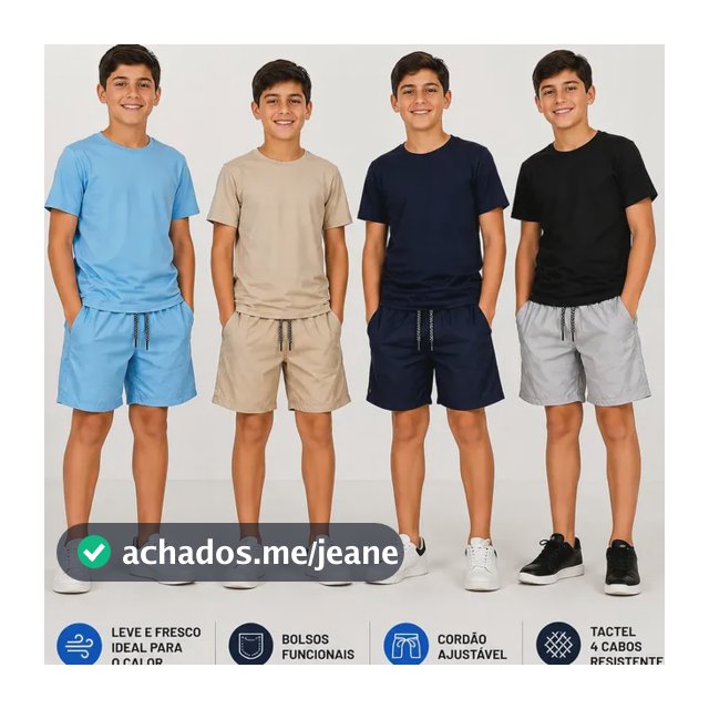 Kit 04 Shorts Tactel Menino Infantil Juvenil 04 A 16 Anos