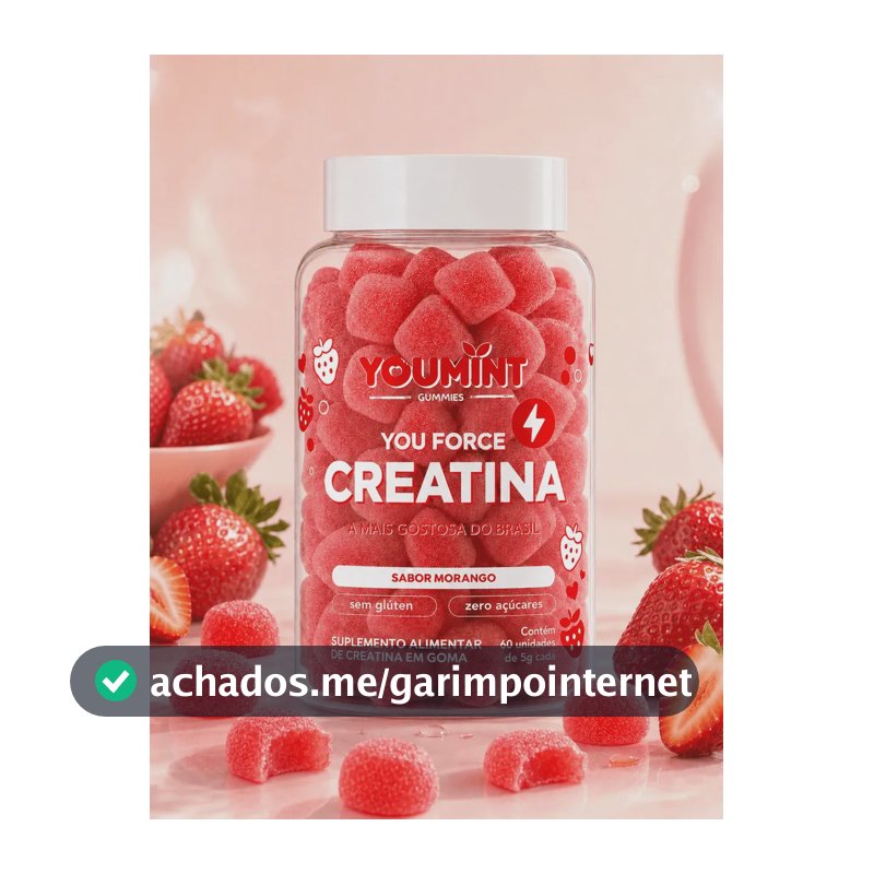 CREATINA GUMMY YOUMINT – SABOR MORANGO – ZERO AÇÚCARES – 60 GOMAS