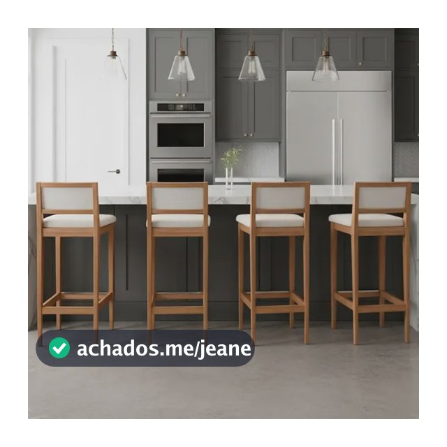 Kit 4 Banquetas Estofada Em Linho Encosto Palhinha Bruna