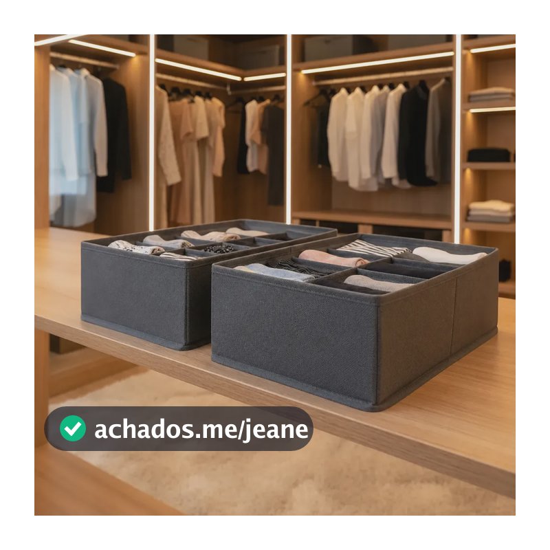 2 Colméias Organizadoras Gavetas Roupas Íntimas 6 Divisórias Cinza