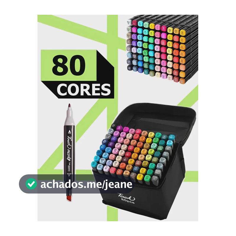 Estojo 80 Cores Canetinhas Ponta Dupla Coloridas Marcador 80 Cores