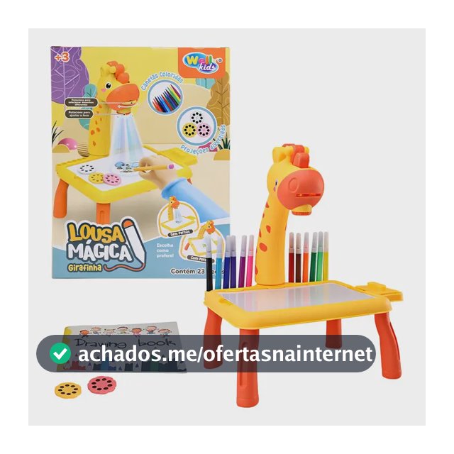 Lousa Mágica Mesinha C/ Projetor Girafinha Diversão- Amarelo