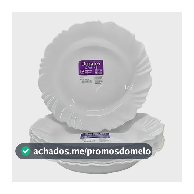 Jogo 6 Pratos Fundos Duralex Opaline Pétala Branco Nadir