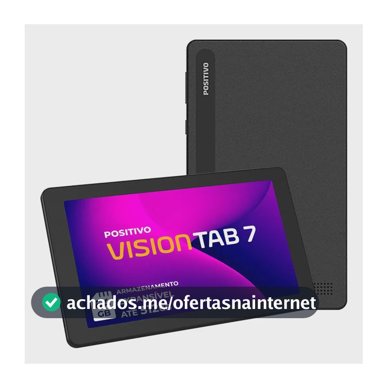 Tablet Positivo Vision TAB 7 - Processador Octa-Core 3GB RAM 64GB Armazenamento Tela 7” IPS Bateria 3100mAh, Android 14 Go, Wi-fi - Preto