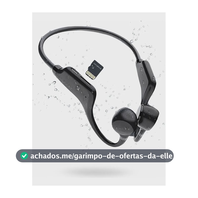 Fone Condução Ar Sem Fio Bluetooth Entrada Para Cartão Preto