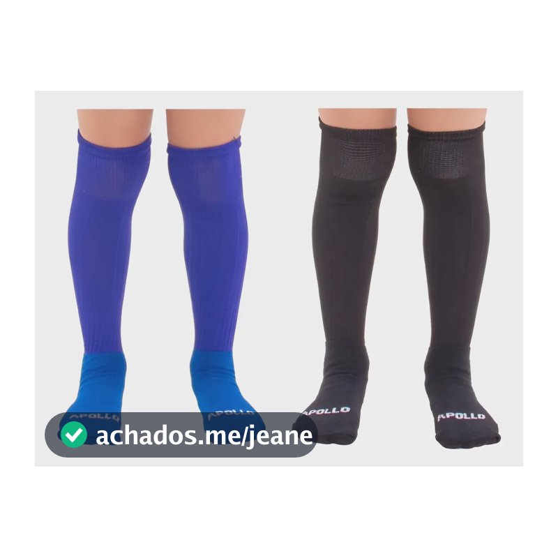 Kit 02 Pares Meião Futebol Infantil Juvenil Cores Sortidas Cor 01 Azul 01 Preto Tamanho 28_34