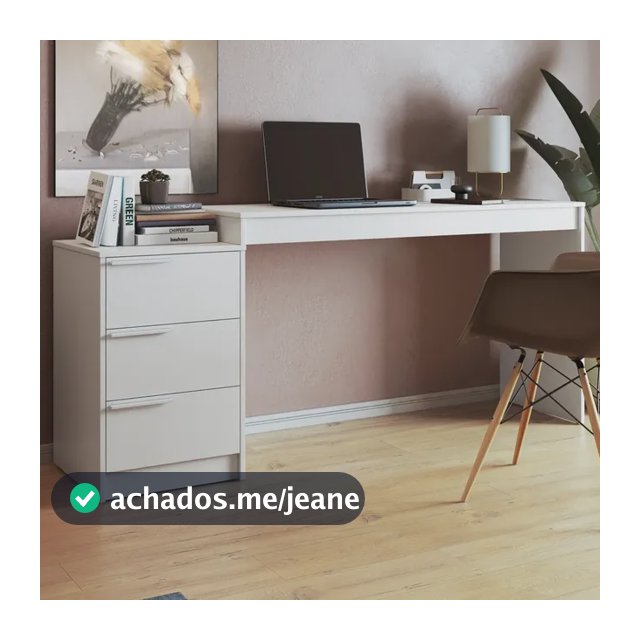 Mesa Escrivaninha Com 3 Gavetas 176,5cm Branco