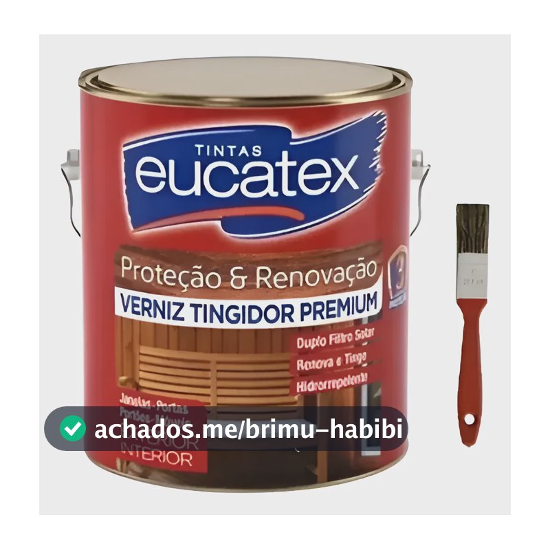 Verniz Eucatex Marítimo 225ml Pequeno Escolha Cor + Trincha Natural Brilhante