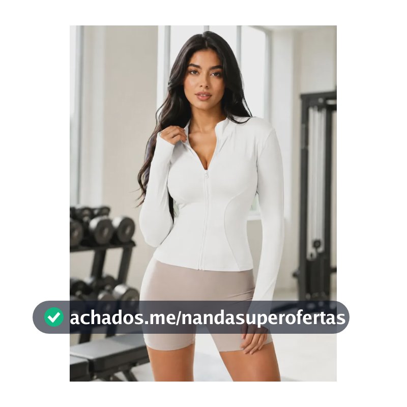 Jaqueta Fitness Com Zíper Frontal E Dedeira Branco P-m: 36-40 Liso