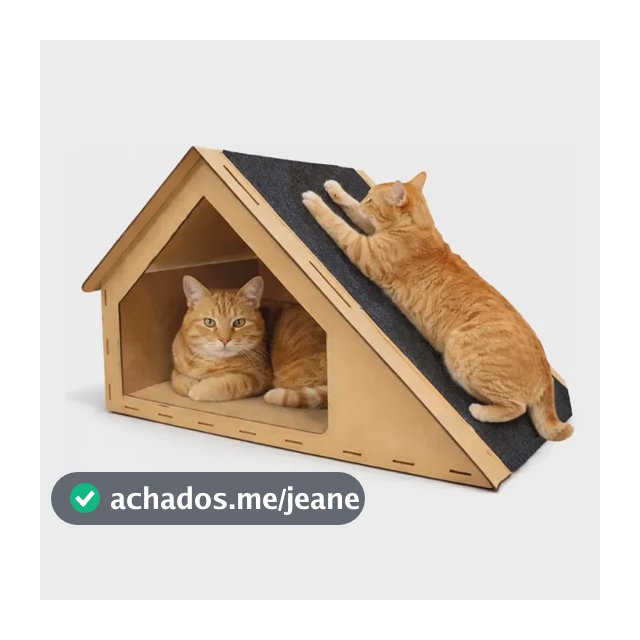 Casinha Gato Toca Arranhador Madeira Mdf Carpete 30x47x36cm - ACB Torneados em Madeiras