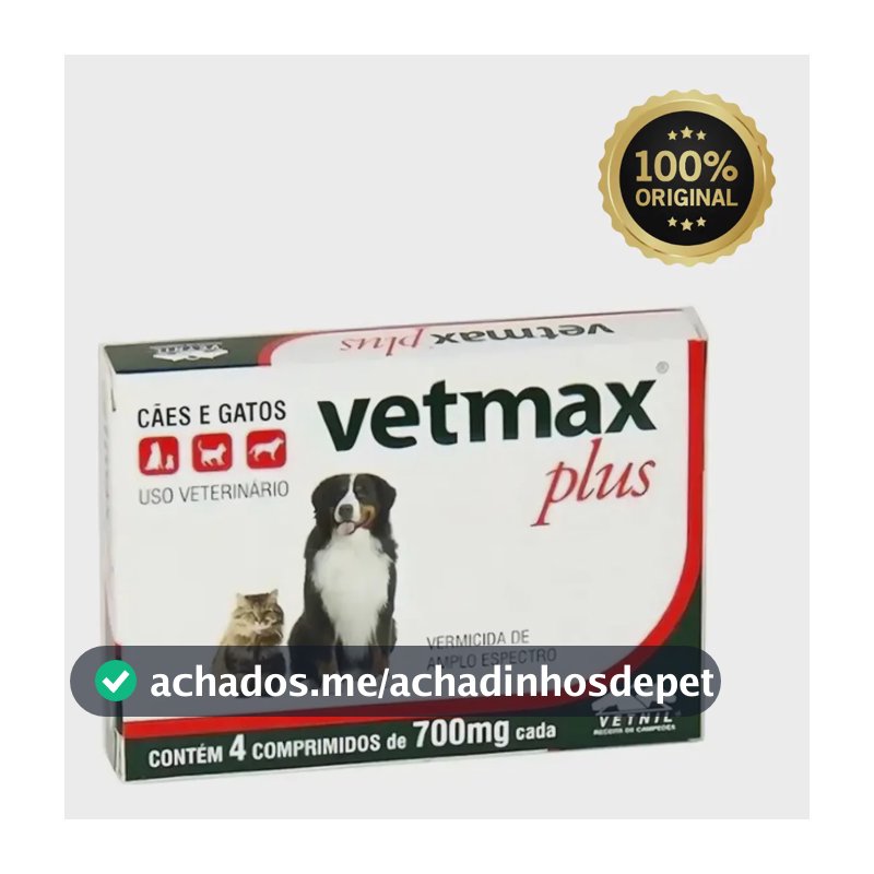 Vetmax Plus Vermifugo 4 Comprimidos 700mg - Vetnil