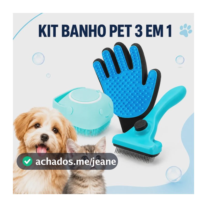 Kit Banho Pet 3 Em 1  Mais Facilidade, Menos Bagunça Azul-celeste