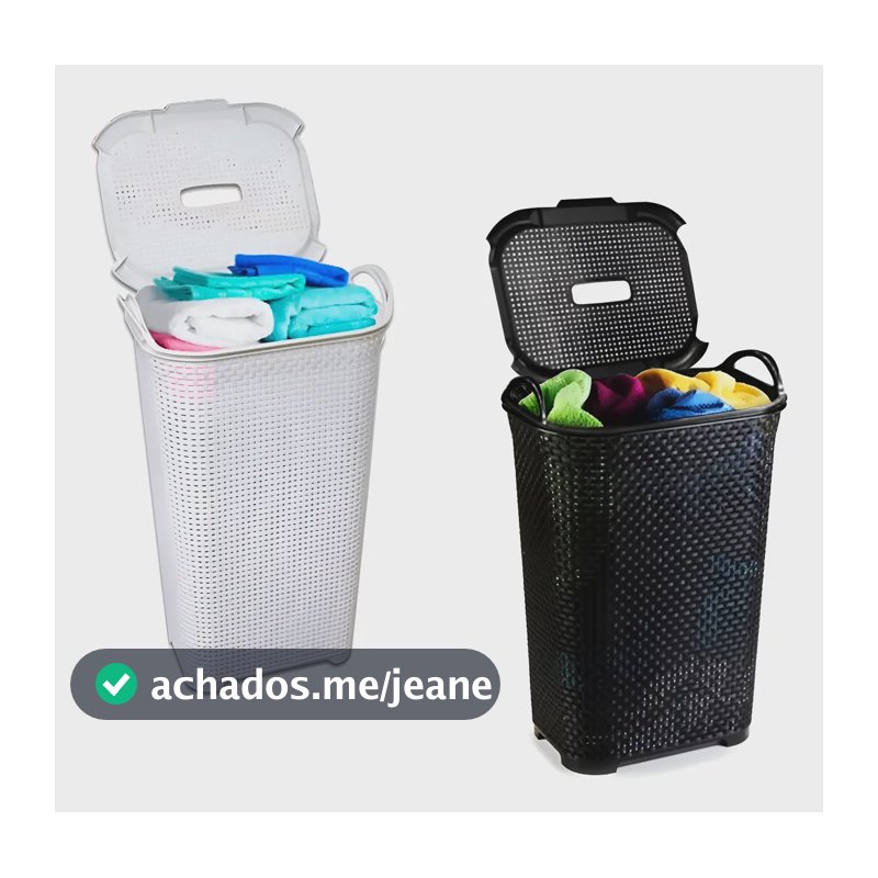 Cesto Para Roupas Roupeiro Organizador Rattan Vime 50 Litros Cor Preto