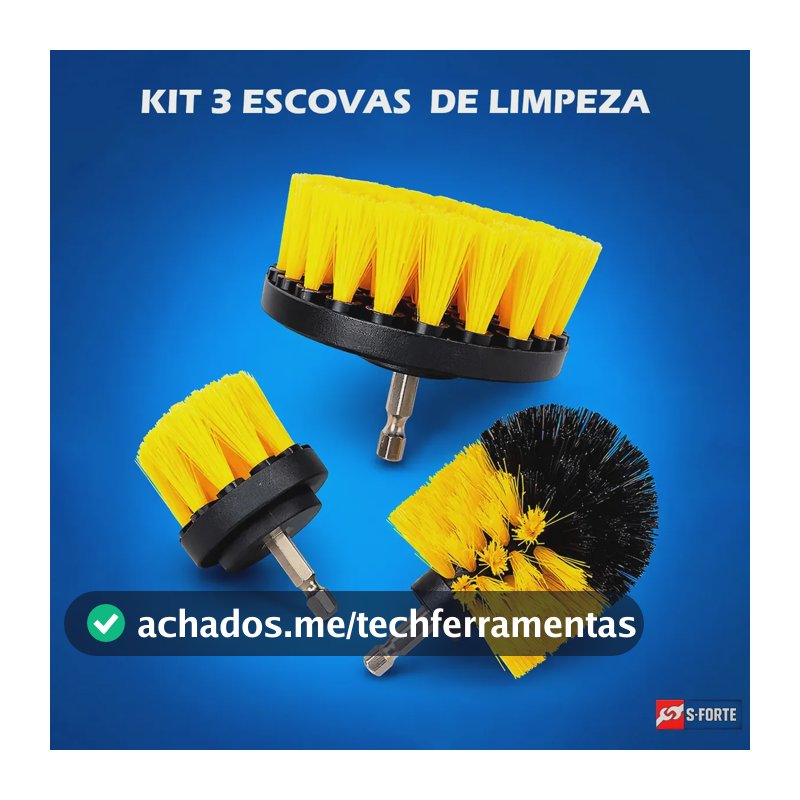 Kit Escovas Rotativas Para Furadeira com 3 Peças de Nylon Para Limpeza Pesada